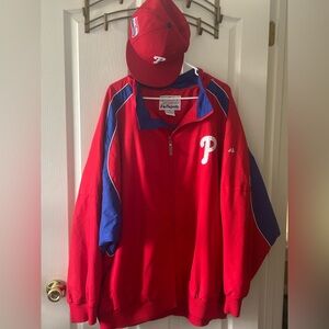 Majestic Phillies Red and Blue Jacket with Cap